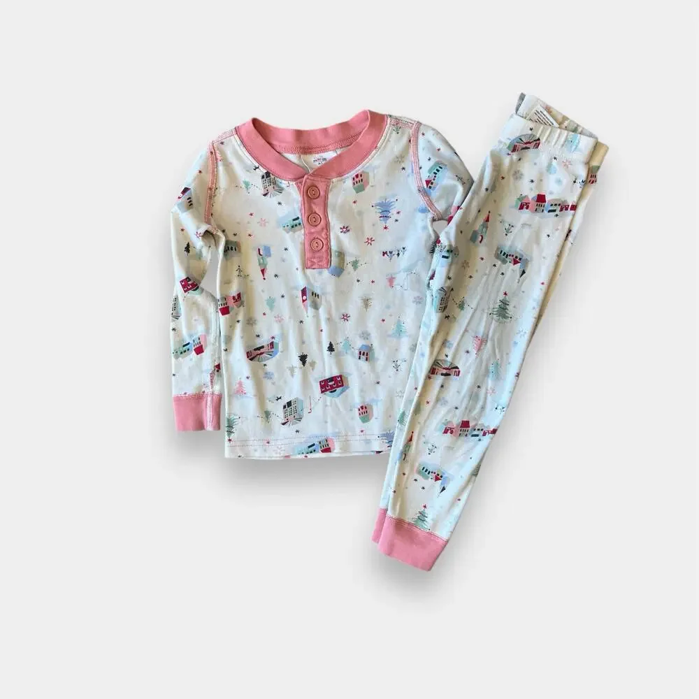 Hanna Andersson Christmas Town Long John Pajamas 90 cm 3T